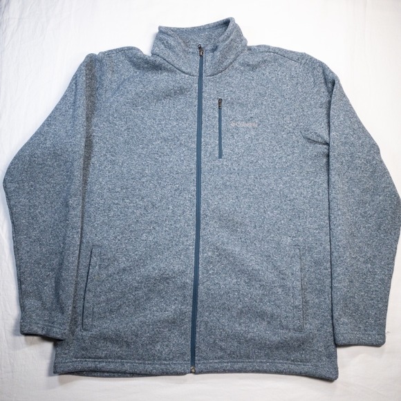 Columbia Other - Columbia Mens Sweater Fleece Full Zip Jacket Blue Heather Mock Neck Large